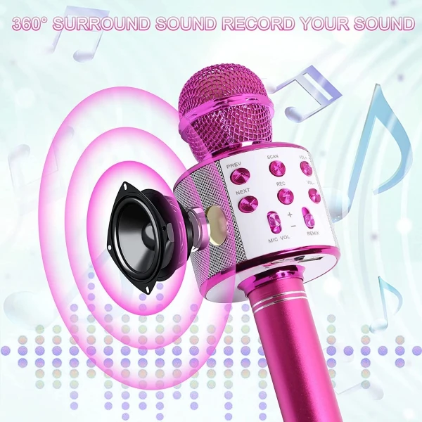 Micrófono Inalámbrico Bluetooth Karaoke Niños Y Niñas Rosa - Image 4