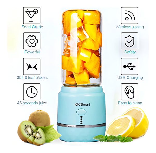 Iocsmart Licuadora Portátil De Tamaño Personal, Mini Frut. Color Azul - Image 2