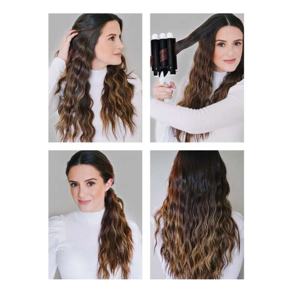 Plancha Profesional De Ceramica Para Cabello Ondas De Sirena Color Negro - Image 4