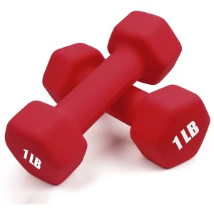 Mancuernas De Neopreno 1 Lb, Antideslizantes, Forma Hexagona Color Rojo