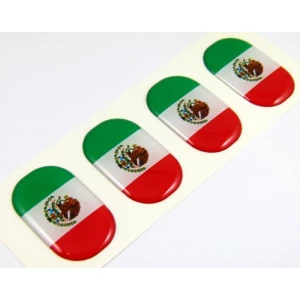 Bandera De Mexico Mini Domo Calcomanias 4 Emblemas 3.8x2.5cm
