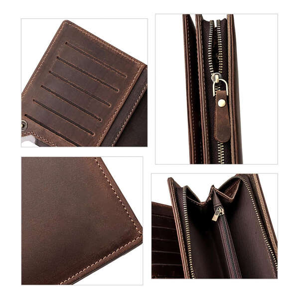 Balidiya Carteras Ejecutivas De Cuero Genuino Para Hombres Color Marron 2 Diseño De La Tela Ejecutivo - Image 3