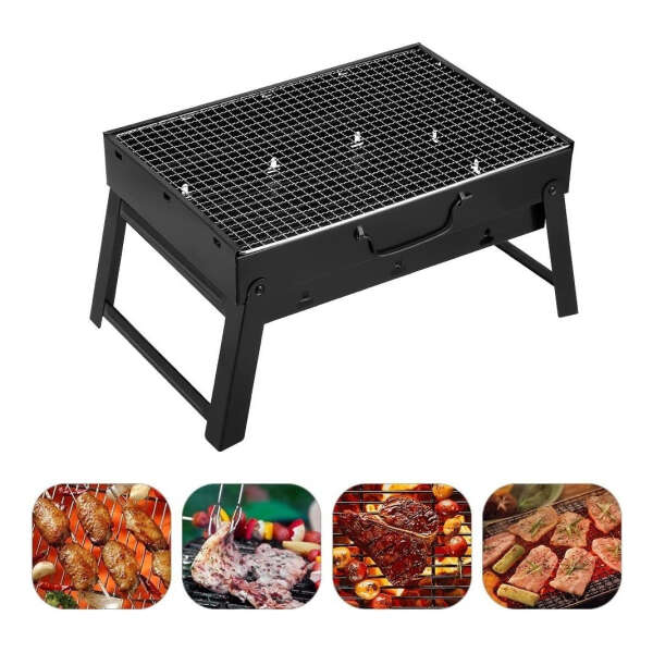 Parrilla De Carbón, Plegable, Portátil Y Ligera; Aire Libre. Color Negra - Image 3