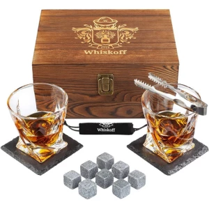 Juego De 2 Vasos De Whisky, Piedras De Whisky Bourbon, Pinza Color Marrón