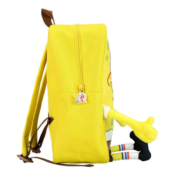 Mochila Infantil Bob Esponja Pantalones Cuadrados Color Amarillo Diseño De La Tela Efecto De Cuero - Image 2