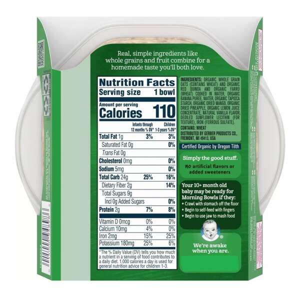 Gerber Papilla Avena, Quinoa Y Frutas Tropicales 128g 1 Und - Image 2