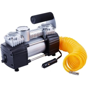 Tirewell 12v Neumático Inflador, Pesado Bomba Doble Cilindro Color Negro