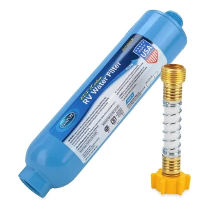 Filtro De Agua Camco Tastepure Con Protector De Manguera Color Azul