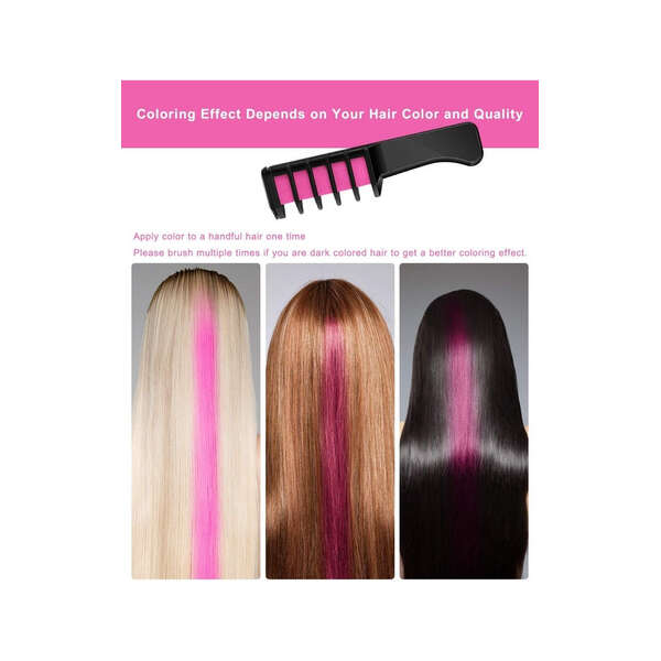 Peine De Tinta Temporal Para El Cabello, Lavable 6 Colores Tono Multicolor - Image 3