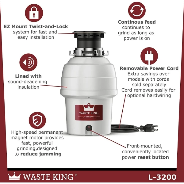 Triturador De Basura Waste King L-3200 3/4 Hp Con Cable - Image 5