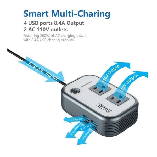 Inversor De Corriente Foval Para Coche 200w Dc 12v A 110v Ac - Image 3