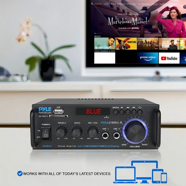 Pyle, Amplificador De Potencia Estéreo Inalámbrico Bluetooth Color Negro Potencia De Salida Rms 100 W - Image 2