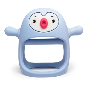 Smily Mia Penguin Mordedor Chupon De Silicona Para Bebés Color Celeste Pinguin Período De Edad De 0 A 12 Meses