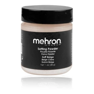 Polvo Base Beige Mehron, Polvo De Fijación Ultrafino 1 Oz. Tono Del Primer Beige Suave