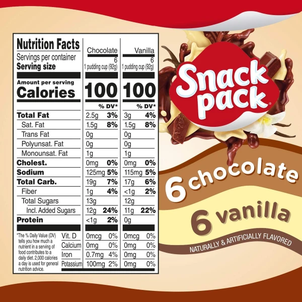 Snack Pack, Tazas De Pudín Sabor A Chocolate Y Vainilla 12pz - Image 3