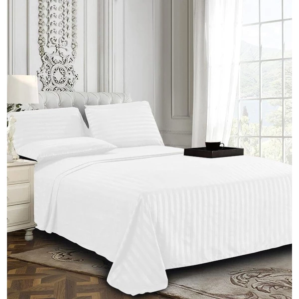 Elegant Comfort- Juego De Sábanas De 6 Piezas Suave Y Cómodo Color Blanco Diseño De La Tela Rayas - Image 3