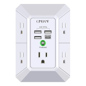 Multicontacto De 5 Tomas Qinlianf Qinlianf Con Usb Color Blanco 15a 127v