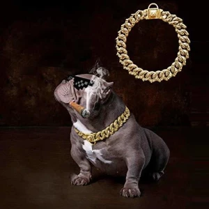 Collar De Oro Para Perro Collar De Cadena De Acero Inoxidabl - Image 2