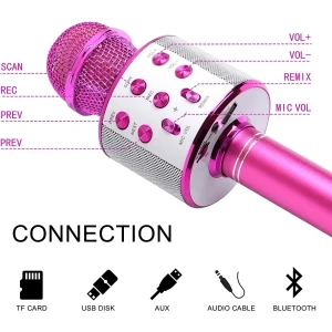 Micrófono Inalámbrico Bluetooth Karaoke Niños Y Niñas Rosa - Image 2