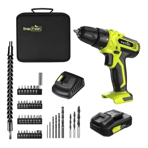 Taladro Inalámbrico Snapfresh De 20 V Con Batería Y Cargador Color Verde Lima/negro