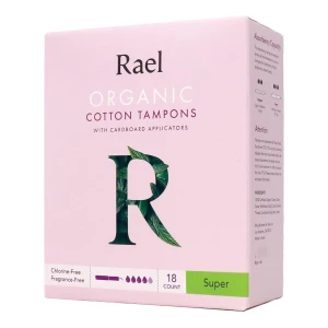 Rael Tampones De Algodón Orgánico Sin Perfume, Super 18pzs