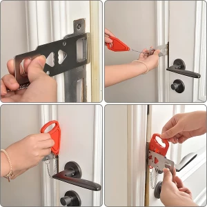 Cerradura De Seguridad Para Puertas Portátil Para Viajes Color Rojo - Image 2