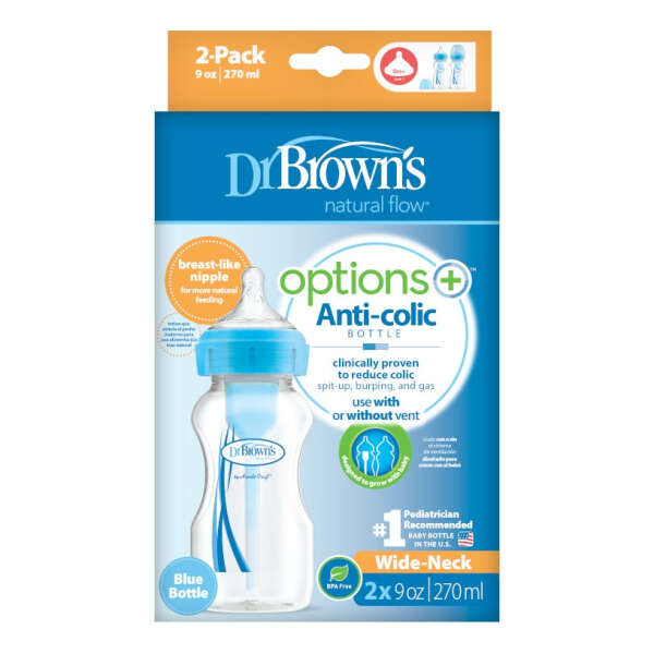 Kit De 2 Biberones Dr Brown´s Options+ Ancho 270ml/9oz 0m+ Azul - Image 3