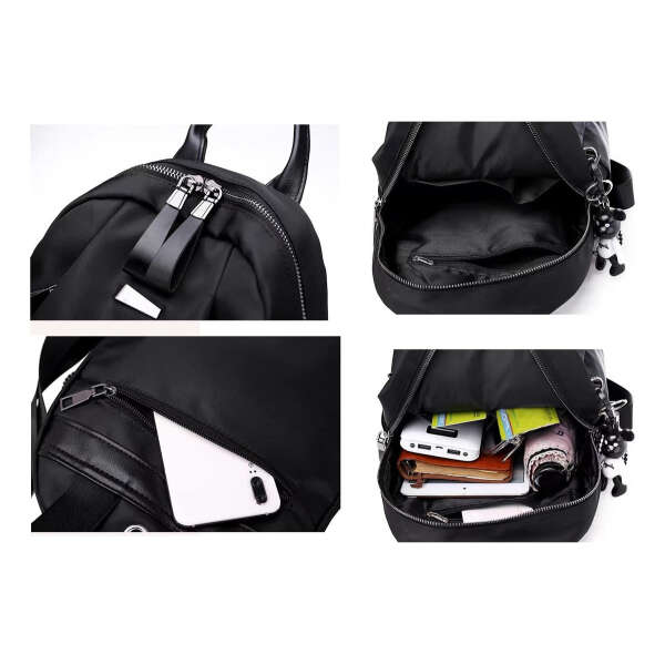Go-done - Bolso De Dama Acabado De Los Herrajes Negro Con Adorno Color Negro Correa De Hombro Negro Diseño De La Tela Liso - Image 3