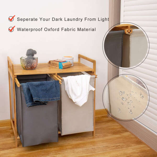Comellow - Cesta Y Estante De Bambú Para Ropa Sucia - Image 3