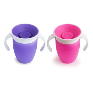 Kit 2pzs Vaso Entrenador Munchkin 360 Antiderrame Niña 207ml Color Morado/rosa Vaso Entrenamiento