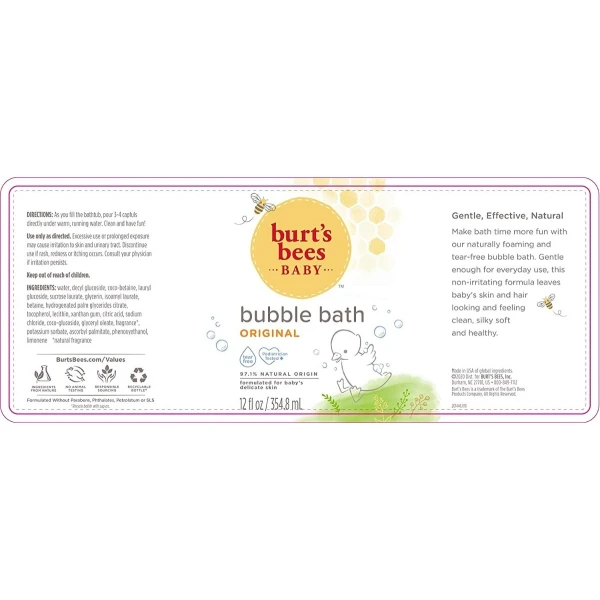 Jabón Baño De Burbujas Para Bebé 354.8ml Burt's Bees Baby - Image 3
