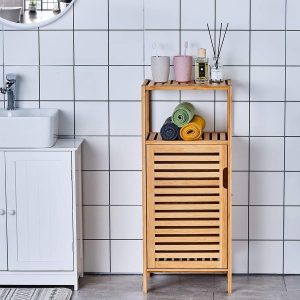 Purbambo - Gabinete De Almacenamiento De Bambú De Baño Mueble Natural - Image 2