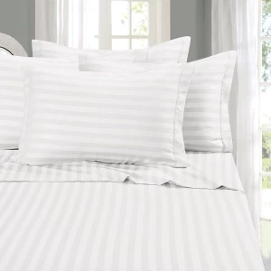 Elegant Comfort- Juego De Sábanas De 6 Piezas Suave Y Cómodo Color Blanco Diseño De La Tela Rayas