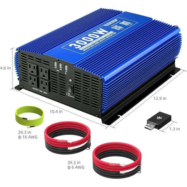 Kinverch Inversor De Corriente 3000w Dc 12v A 110v Ca Y Usb - Image 2