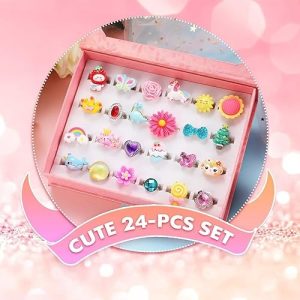 Pinksheep Anillos De Joyería Para Niña Pequeña En Caja - Image 2