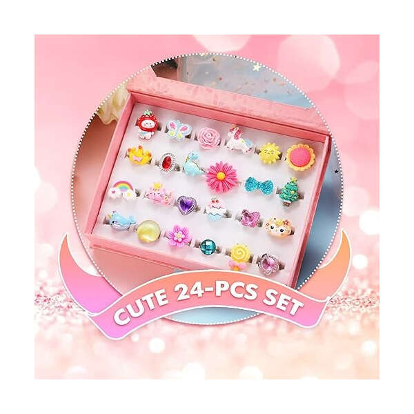 Pinksheep Anillos De Joyería Para Niña Pequeña En Caja - Image 2
