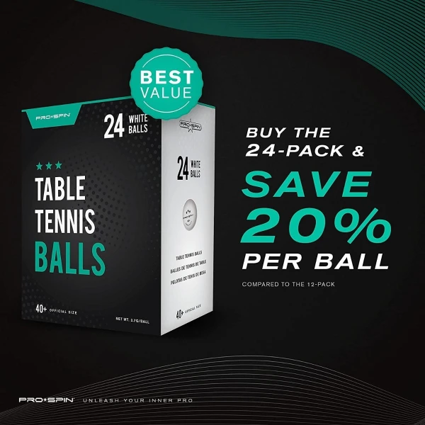 Pelotas De Ping Pong Blancas, Pro-spin, 3 Estrellas Caja 24. - Image 3
