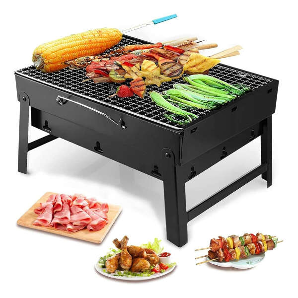 Parrilla De Carbón, Plegable, Portátil Y Ligera; Aire Libre. Color Negra - Image 2