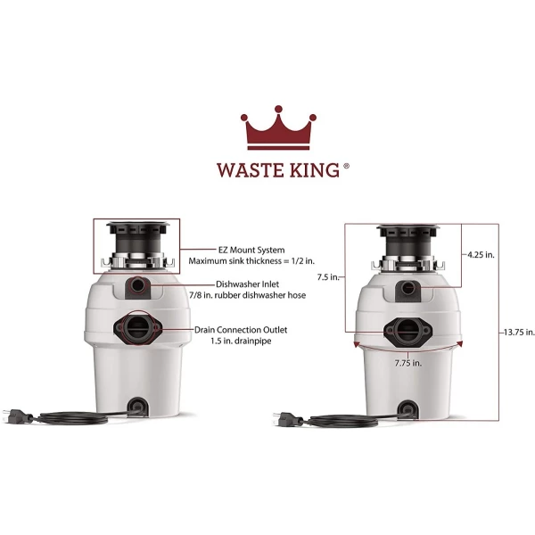 Triturador De Basura Waste King L-3200 3/4 Hp Con Cable - Image 3