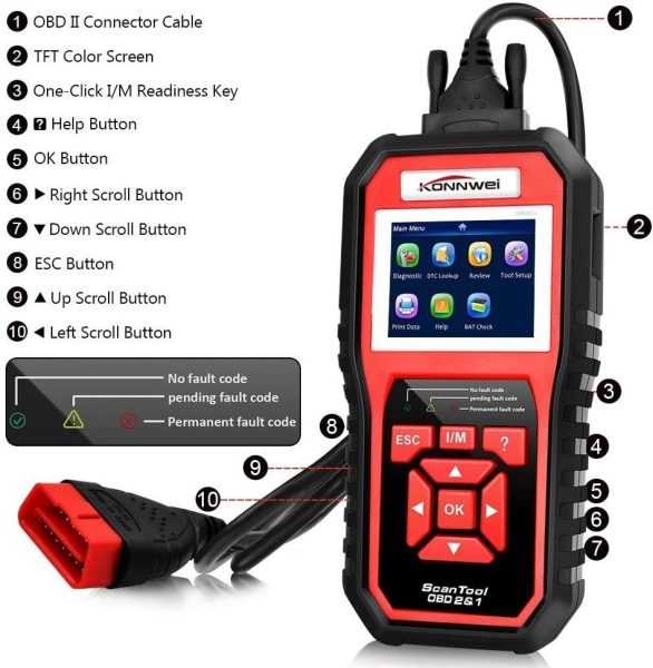 Escáner Konnwei Obd2, Escáner Código Diagnóstico Automotriz - Image 3