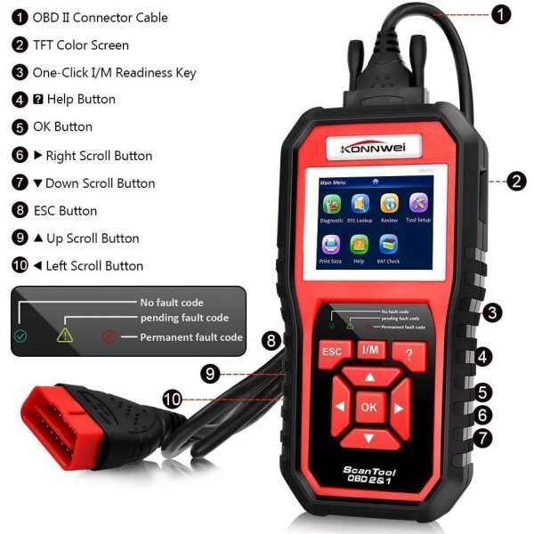 Escáner Konnwei Obd2, Escáner Código Diagnóstico Automotriz - Image 3