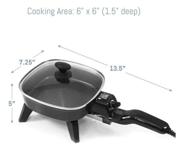 Elite Gourmet Sartén Eléctrica Antiadherente 18cm Color Negro Frecuencia N A - Image 4