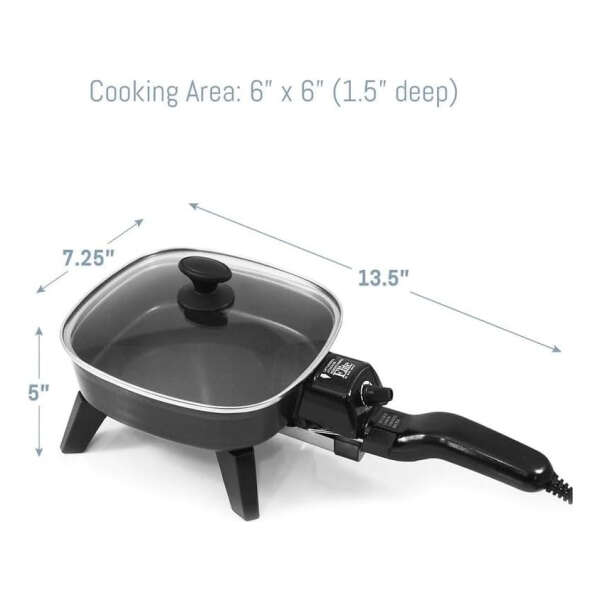 Elite Gourmet Sartén Eléctrica Antiadherente 18cm Color Negro Frecuencia N A - Image 4