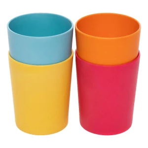 Weesprout Vasos De Bambú Para Niños Pequeños, Juego De 4pz Color Azul Amarillo Naranja Y Rojo Azul Amarillo Naranja Y Rojo