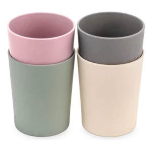 Weesprout Vasos De Bambú Para Niños Pequeños, Juego De 4pz Color Rosa Verde Gris Y Beige Rosa Verde Gris Y Beige