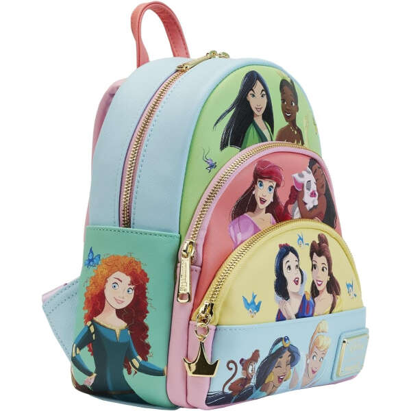 Loungefly Disney - Mini Mochila De Princesas, Bolsillo Triple, Color Azul Color Azul Claro Diseño De La Tela Lisa - Image 3