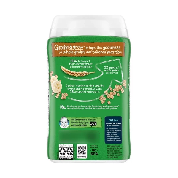 Gerber Cereal De Avena-plátano Orgánico Grain&grow 227gr - Image 2