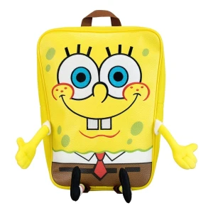 Mochila Infantil Bob Esponja Pantalones Cuadrados Color Amarillo Diseño De La Tela Efecto De Cuero