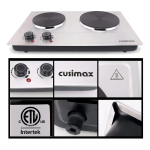 Cusimax Placa De Cocción Doble 1800 W, Portátil, Eléctrico Color Plateado - Image 3