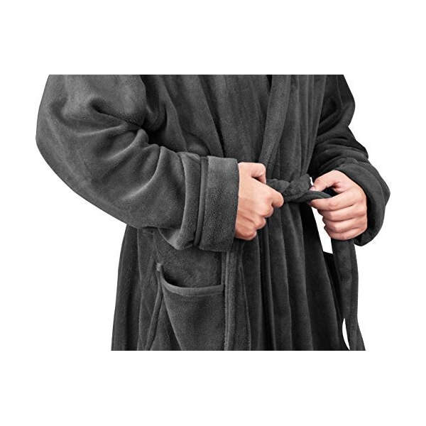 Ny Hilos Albornoz De Forro Polar Para Hombre Color Gris Oscuro - Image 4